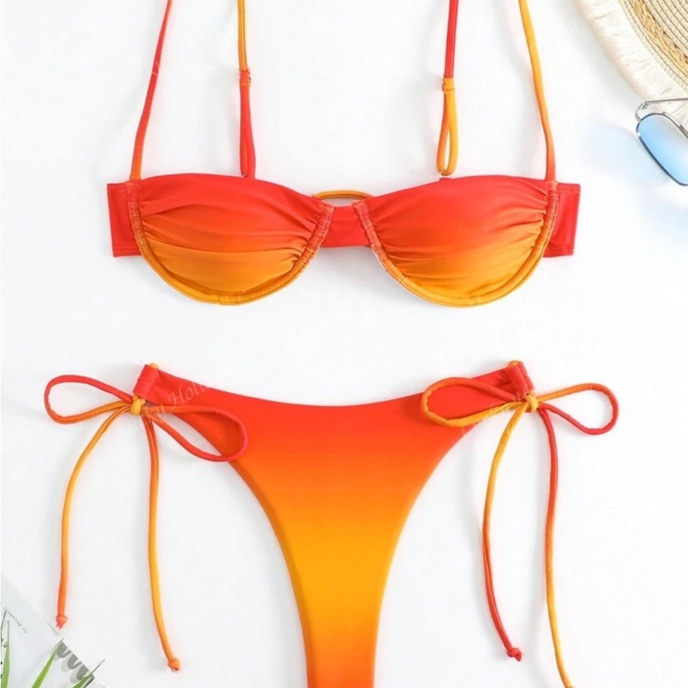Vibrant Red and Orange Bikini Set